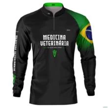 Camisa Agro BRK Preta Medicina Veterinária com UV50  - Tamanho: G
