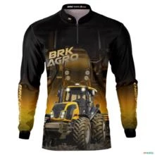 Camisa Agro BRK Trator BM115 Preto e Amarelo com UV50+ -  Gênero: Masculino Tamanho: P