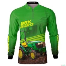 Camisa Agro BRK Trator Estreito 3036EN Verde com UV50+ -  Gênero: Masculino Tamanho: G4
