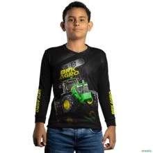 Camisa Agro BRK Trator 7M Verde e Preto com UV50+ -  Gênero: Infantil Tamanho: Infantil PP