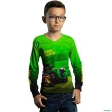 Camisa Agro BRK Trator 8250R Verde com UV50+ -  Gênero: Infantil Tamanho: Infantil PP
