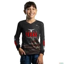 Camisa Agro BRK Texas Country Girl EUA Preta com UV50+ -  Gênero: Infantil Tamanho: Infantil PP