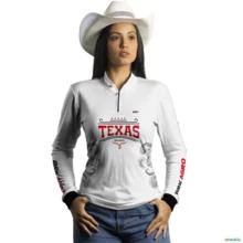 Camisa Agro Feminina Branca BRK Texas Vintage com Proteção UV50+ -  Gênero: Feminino Tamanho: Baby Look P
