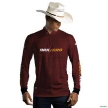 Camisa Agro BRK Mescla Marrom Yellowstone com Proteção UV50+ -  Gênero: Masculino Tamanho: GG