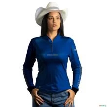 Camiseta Agro Básica BRK Azul com Proteção UV50+ -  Gênero: Feminino Tamanho: Baby Look PP