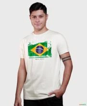 Camiseta Agro Brk Bandeira Brasil Algodão Egípcio -  Cor: Branco Tamanho: M
