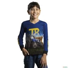 Camisa Agro BRK Trator T8 Azul com Proteção UV50+ -  Gênero: Infantil Tamanho: Infantil GG