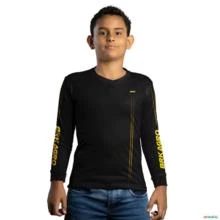 Camisa Agro Básica BRK Preto e Amarelo  com Proteção UV50+ -  Gênero: Infantil Tamanho: Infantil P
