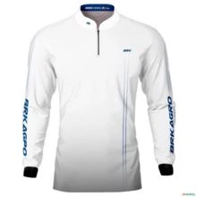 Camisa Agro Básica BRK Branca e Azul com Proteção UV50+ -  Gênero: Masculino Tamanho: GG