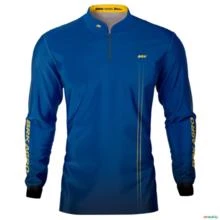 Camisa Agro Básica BRK Azul e Amarelo com Proteção UV50+ -  Gênero: Masculino Tamanho: G2