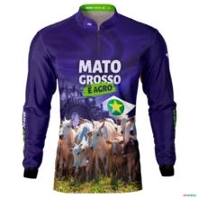 Camisa Agro BRK Azul Mato Grosso com Proteção UV50+ -  Gênero: Masculino Tamanho: G2