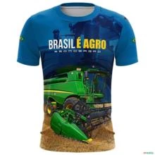 Camiseta Agro BRK Azul Brasil é Agro com UV50  - Tamanho: Masculino M
