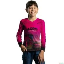 Camisa Agro BRK O Agro Não Para Rosa com UV50  - Tamanho: Infantil M