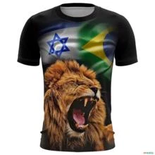 Camiseta Evangélica Brk Leão de Judá Israel Brasil com Uv50 -  Tamanho: Masculino XXG