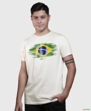 Camiseta Agro Brk Bandeira do Brasil Algodão Egípcio -  Cor: Branco Tamanho: G1