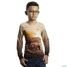 Camisa Agro BRK Bege Mangalarga Marchador com UV50+ -  Gênero: Infantil Tamanho: Infantil G1