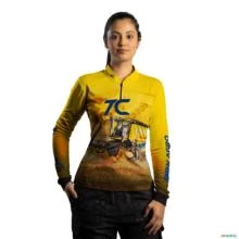 Camisa Agro BRK Amarela Colheitadeira TC com UV50+ -  Gênero: Feminino Tamanho: Baby Look G1