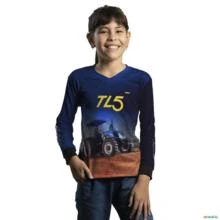 Camisa Agro BRK Degradê Azul Trator TL5 com UV50+ -  Gênero: Infantil Tamanho: Infantil P