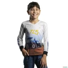 Camisa Agro BRK Azul e Branca Trator TL5 com UV50+ -  Gênero: Infantil Tamanho: Infantil M