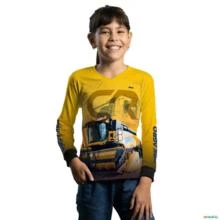 Camisa Agro BRK Colheitadeira CR Amarela com Proteção UV50+ -  Gênero: Infantil Tamanho: Infantil PP