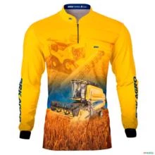 Camisa Agro BRK Colheitadeira Amarela Com Proteção UV50 + -  Gênero: Masculino Tamanho: P