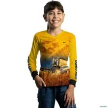 Camisa Agro BRK Colheitadeira Amarela Com Proteção UV50 + -  Gênero: Infantil Tamanho: Infantil PP