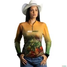Camisa Agro BRK Cultivo Frutas Produtor de Laranja Com UV50 + -  Gênero: Feminino Tamanho: Baby Look PP