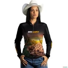 Camisa Agro BRK Plantação de Mandioca Com Proteção UV50 + -  Gênero: Feminino Tamanho: Baby Look PP