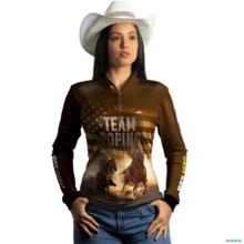 Camisa Agro BRK Team Roping 01 com Proteção UV50+ -  Gênero: Feminino Tamanho: Baby Look PP