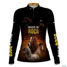 Camisa Agro BRK Cavalos Made In Roça com Proteção UV50+ -  Gênero: Feminino Tamanho: Baby Look GG