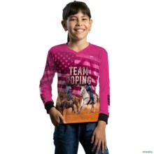 Camisa Agro Feminina BRK Team Roping EUA Rosa UV50+ -  Gênero: Infantil Tamanho: Infantil PP