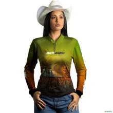Camisa Agro BRK Colheita de Sorgo Agricultura Com Proteção UV50 + -  Gênero: Feminino Tamanho: Baby Look GG