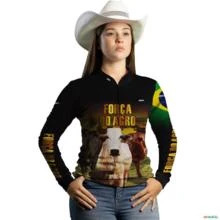 Camisa Agro Brk Força do Agro Carne Bovina com Uv50 -  Gênero: Feminino Tamanho: Baby Look G