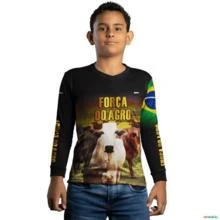 Camisa Agro Brk Força do Agro Carne Bovina com Uv50 -  Gênero: Infantil Tamanho: Infantil M