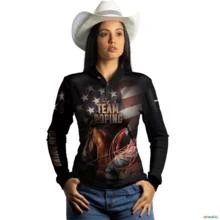 Camisa Agro Brk Team Roping Estados Unidos com Proteção UV50+ -  Gênero: Feminino Tamanho: Baby Look PP
