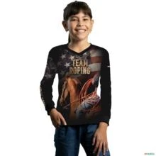 Camisa Agro Brk Team Roping Estados Unidos com Proteção UV50+ -  Gênero: Infantil Tamanho: Infantil PP