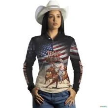Camisa Agro Brk Team Roping EUA Proteção UV50+ -  Gênero: Feminino Tamanho: Baby Look P