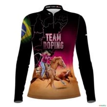 Camisa Agro Brk Team Roping Brasil Feminino com Proteção UV50+ -  Gênero: Feminino Tamanho: Baby Look PP