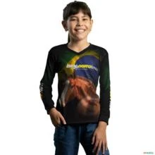 Camisa Agro BRK Team Roping Brasil 3 com UV50+ -  Gênero: Infantil Tamanho: Infantil G