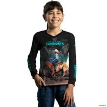 Camisa Agro Brk Feminino Três Tambores Cavalos Turquesa com UV50+ -  Gênero: Infantil Tamanho: Infantil PP