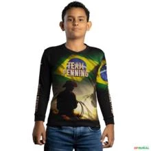 Camisa Agro Brk Team Penning Full BlacK Brasil Com UV50+ -  Gênero: Infantil Tamanho: Infantil PP