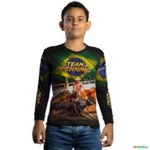 Camisa Agro Brk Team Penning Verde Com UV50+ -  Gênero: Infantil Tamanho: Infantil GG