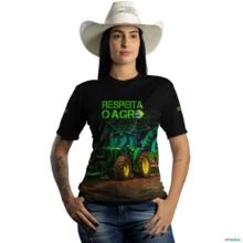 Camiseta Agro Brk Respeita o Agro com Proteção Solar UV  50+ -  Gênero: Feminino Tamanho: Baby Look PP