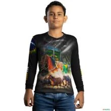 Camisa Agro BRK Cavalos Comitiva com UV50+ -  Gênero: Infantil Tamanho: Infantil GG