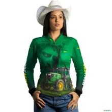 Camisa Agro BRK Jesus e Trator Verde com UV50+ -  Gênero: Feminino Tamanho: Baby Look PP