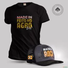 Kit Camiseta + Boné Trucker Agro Feito no Agro com Algodão Egípcio