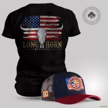 Kit Camiseta + Boné Trucker Agro Long Horn com Algodão Egípcio