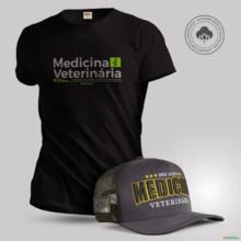 Kit Camiseta + Boné Trucker Agro Medicina Veterinária com Algodão Egípcio
