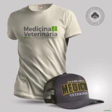 Kit Camiseta Branca + Boné Trucker Agro Medicina Veterinária com Algodão Egípcio