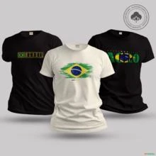 Kit Camisetas Agro Brk Brasil com Algodão Egípcio